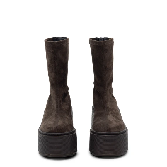 F20 Zeppa Stripy-Tronchetto zip in crosta elasticizzata testa di moro