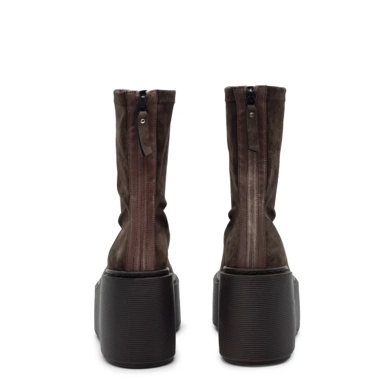 F20 Zeppa Stripy-Tronchetto zip in crosta elasticizzata testa di moro