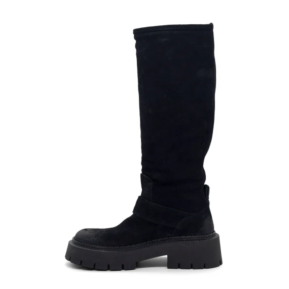 H04 Bob-Stivale biker nero in crosta di vitello vintage  
