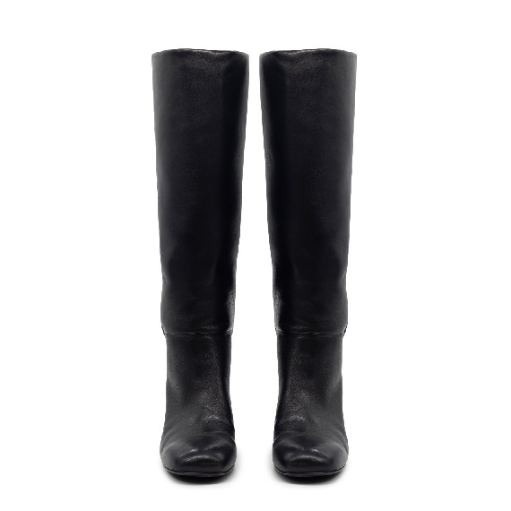 H12 Drop-Stivale minimal in pelle nero