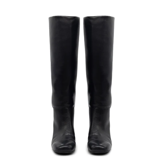 H12 Drop-Stivale minimal in pelle nero