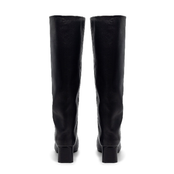 H12 Drop-Stivale minimal in pelle nero