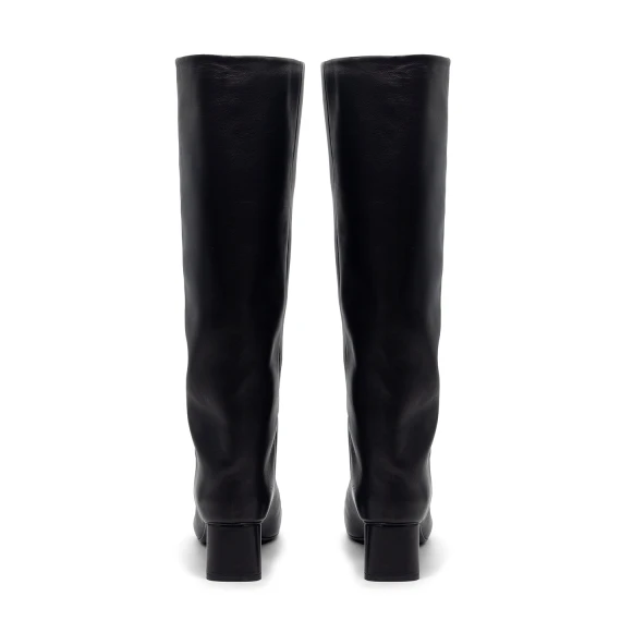 H12 Drop-Stivale minimal in pelle nero