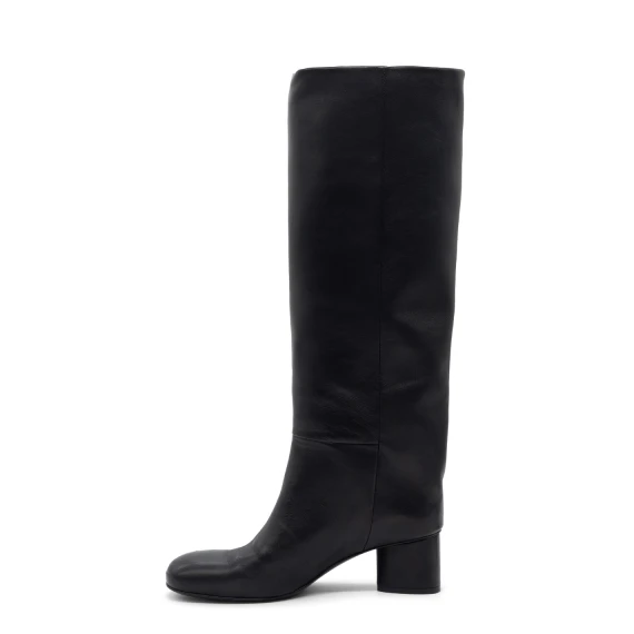 H12 Drop-Stivale minimal in pelle nero