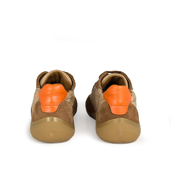 G32_Ondina<br>Low-top sneaker split leather/nylon beige/cream/orange