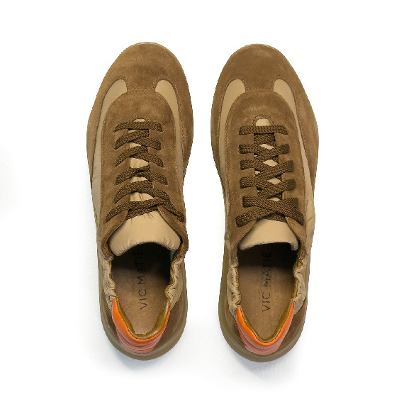G32_Ondina<br>Low-top sneaker split leather/nylon beige/cream/orange